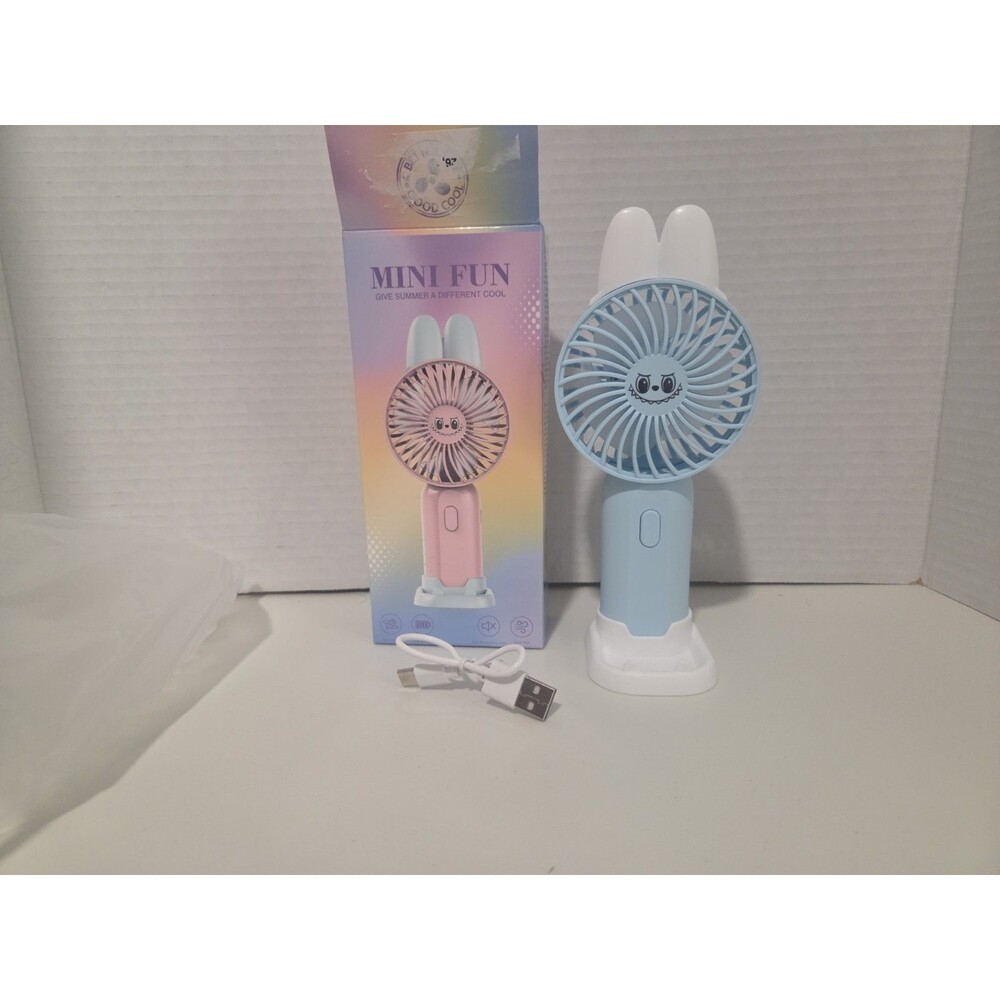 Mini Personal Fan, Pink/ Blue Lighted ,UBS Charge, Long Battery NIB